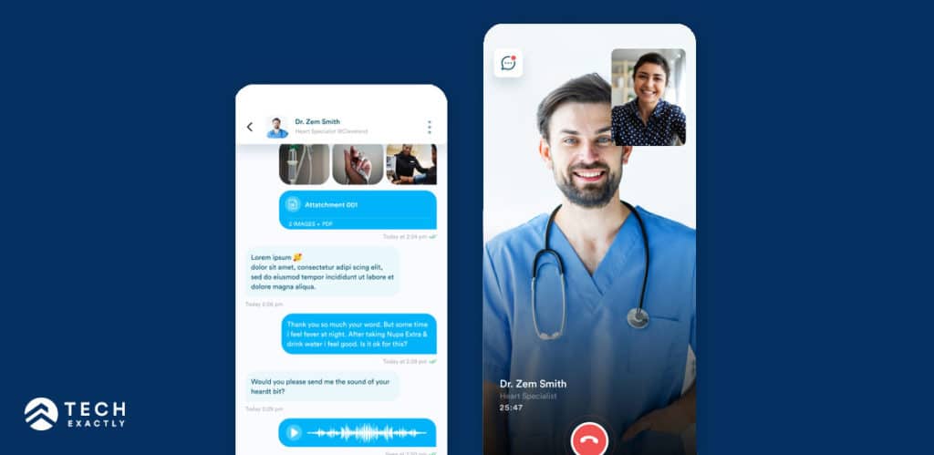 In-app Doctor Consultation via video conferencing or live chat 