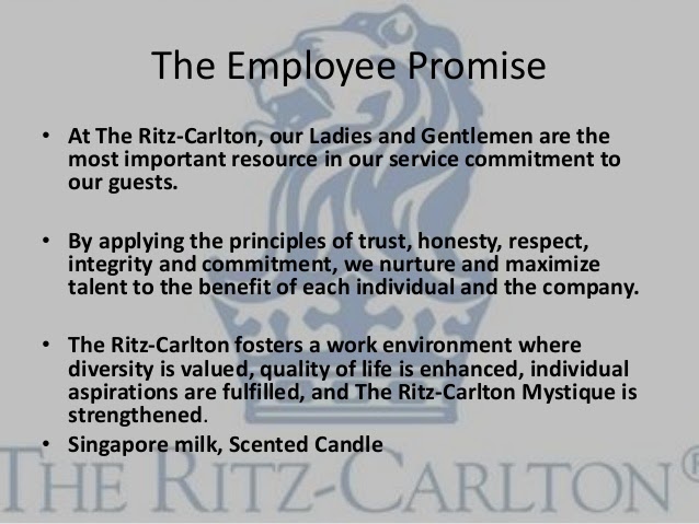 Letter welcoming new hires at Ritz-Carlton