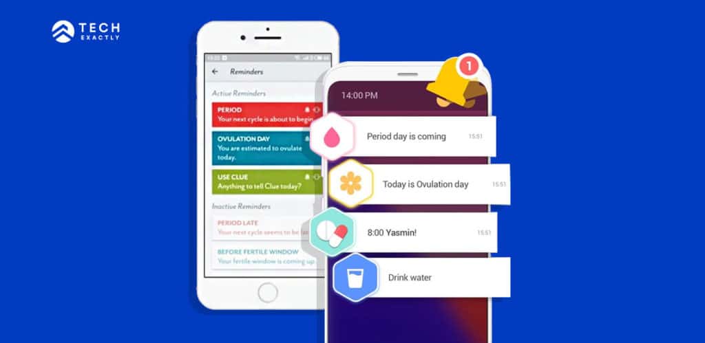 Notifications in women health tracking app